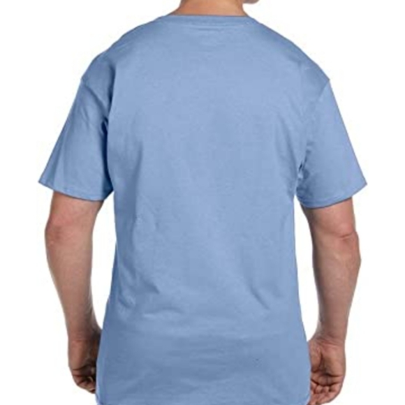 Hanes Short Sleeve Beefy-T Pocket T-Shirts, Light Blue, XLarge - Picture 2 of 3